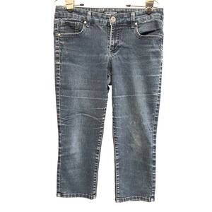 Bandalino Womens Blue Denim Capri Jeans Embellished Pockets Size 8‎